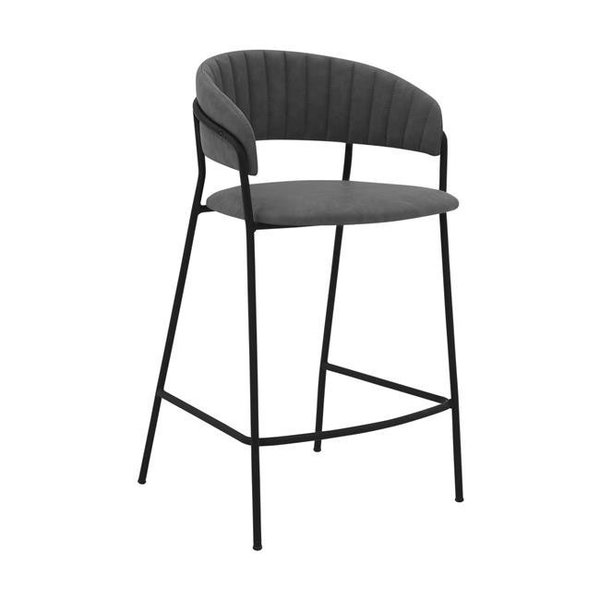 Armen Living Armen Living LCNRBABLGRY26 26 in. Nara Counter Height Bar Stool; Gray Faux Leather & Metal LCNRBABLGRY26